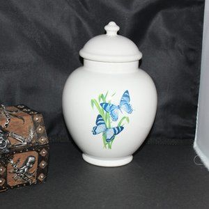 FTD Blue Butterfly Ginger Jar Made in Thailand
